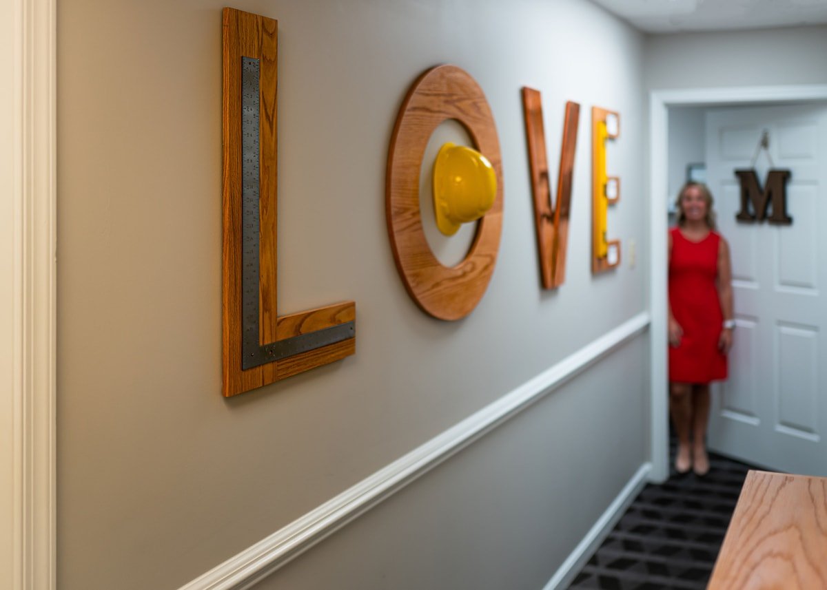 The wall with LOVE lettering