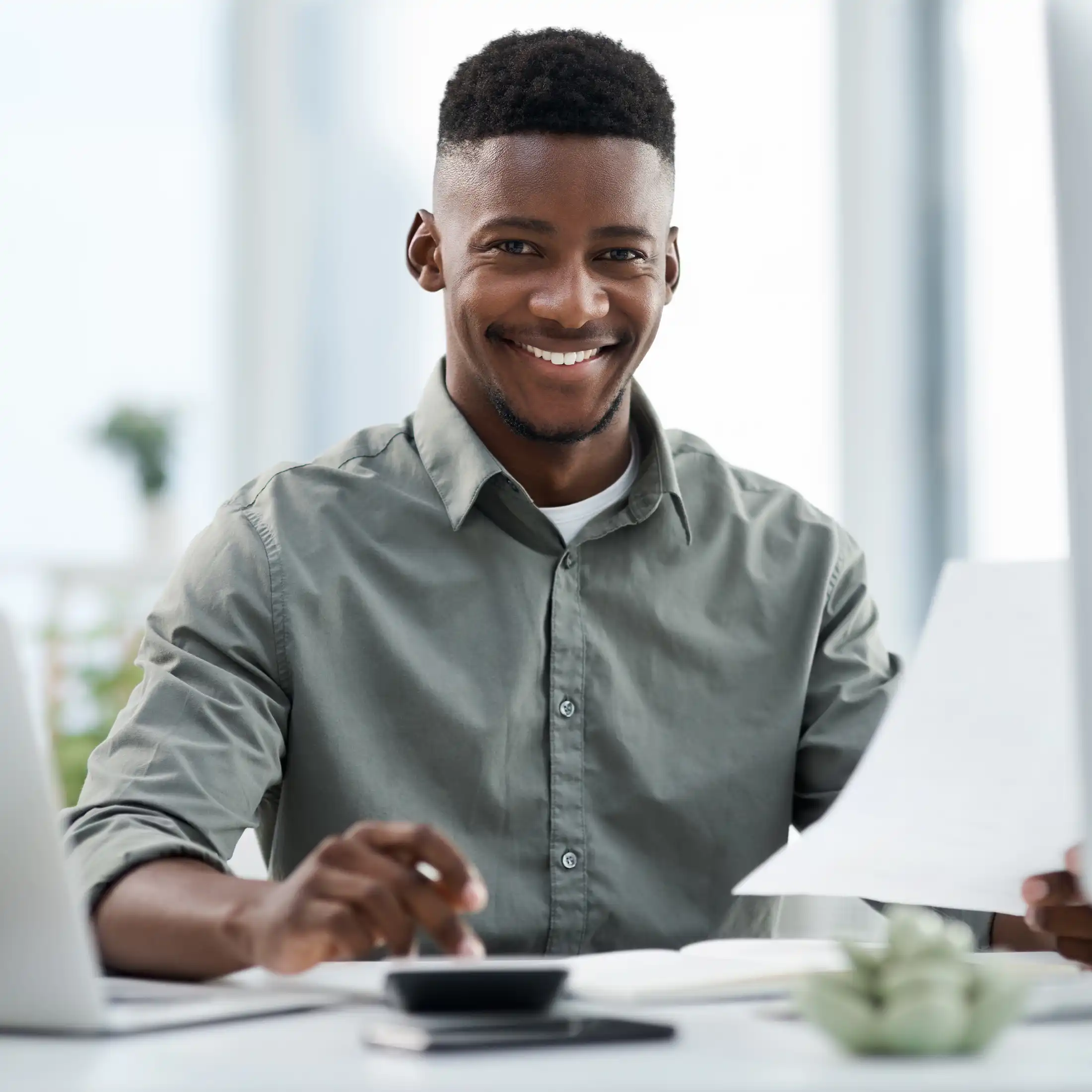 Accountant with smile for financial planning