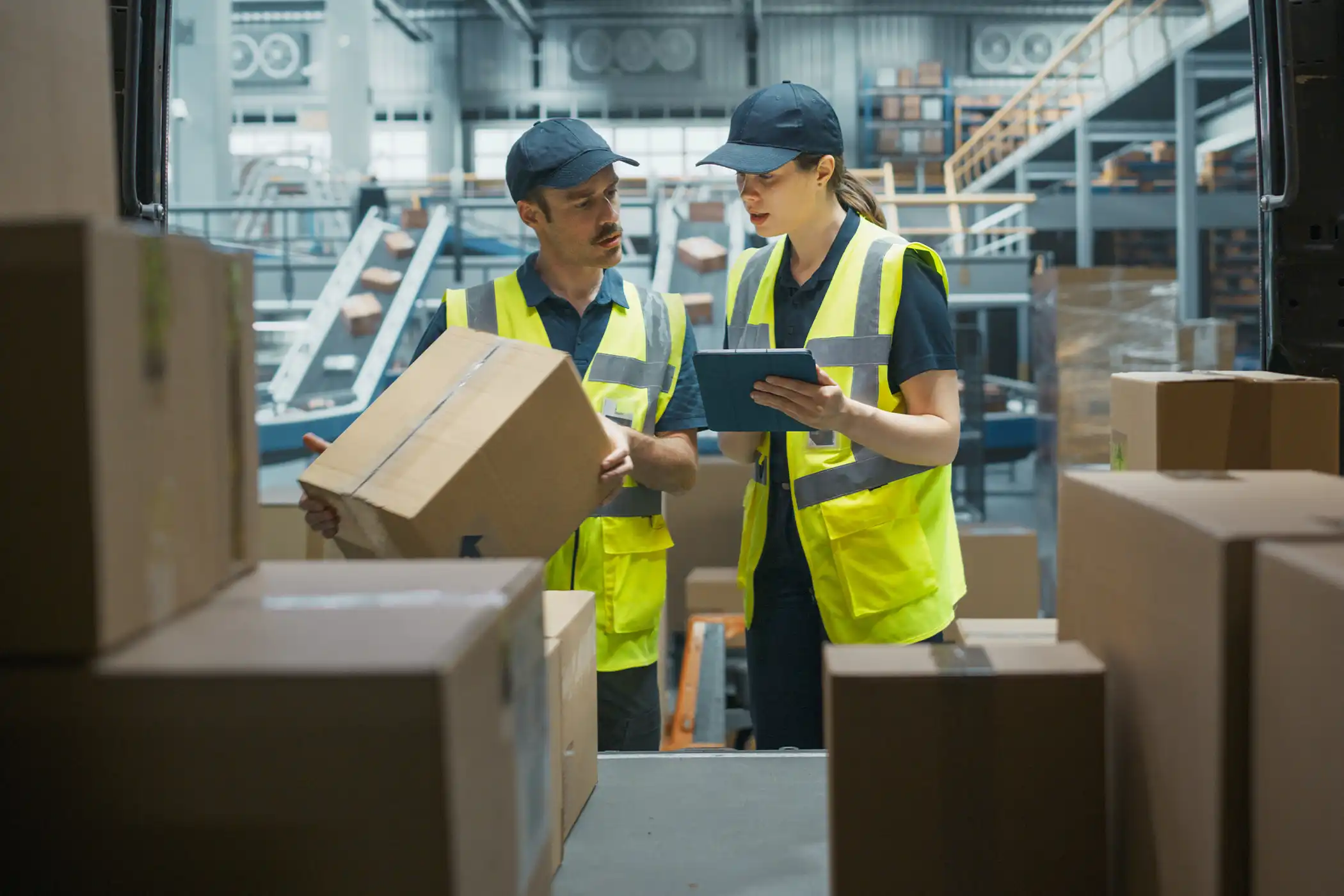 Warehouse Worker Loading Boxes