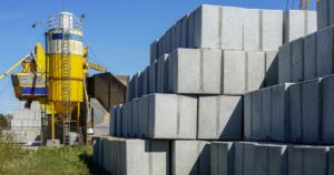 industrial yard with precast concrete materials