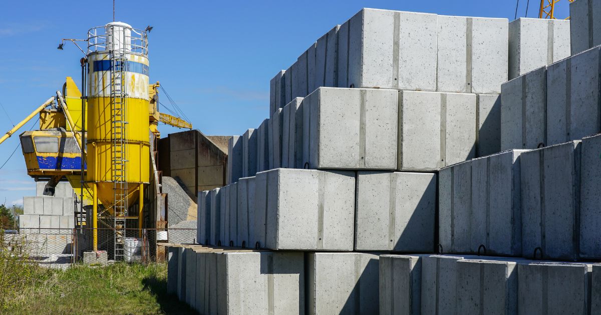 industrial yard with precast concrete materials