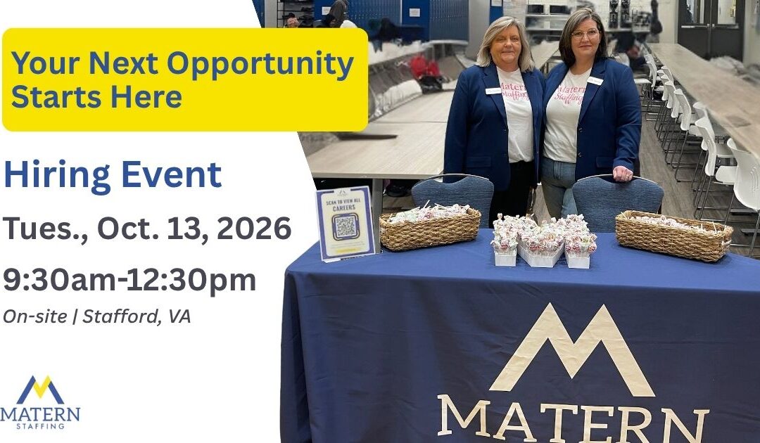 October 13, 2026 Hiring Event – Stafford, VA